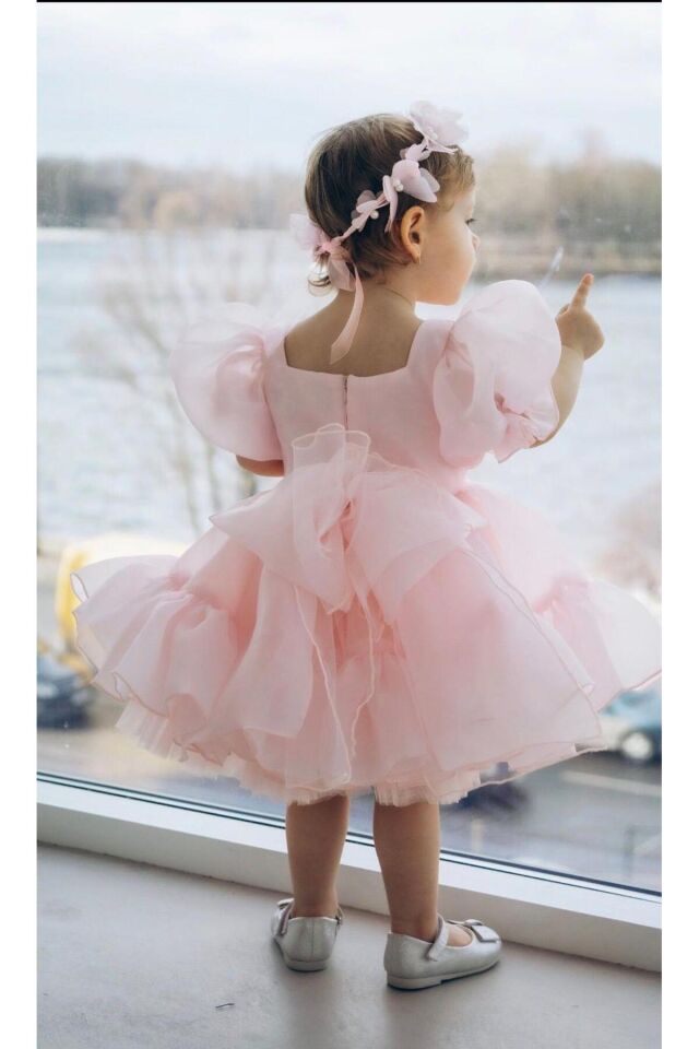 Kız Bebek Kabarık Tütü Doğum Günü Elbisesi - Pembe 5 Yaş
